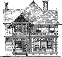 An illustration from American cottages; consisting of fouty-four large quarto plates, containing original designs of medium and low cost cottages, seaside and country houses. Also, a club house, pavilion .. (1883)