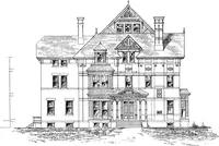 An illustration from American cottages; consisting of fouty-four large quarto plates, containing original designs of medium and low cost cottages, seaside and country houses. Also, a club house, pavilion .. (1883)
