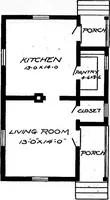 An illustration from Lumberman's house plan book : being a collection of one hundred absolutely new and attractive plans never before published, together with a selection of one hundred of our most popular houses published heretofore ... : 200 house plans (1907)