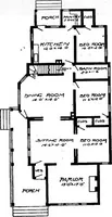 An illustration from Lumberman's house plan book : being a collection of one hundred absolutely new and attractive plans never before published, together with a selection of one hundred of our most popular houses published heretofore ... : 200 house plans (1907)