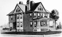 An illustration from Lumberman's house plan book : being a collection of one hundred absolutely new and attractive plans never before published, together with a selection of one hundred of our most popular houses published heretofore ... : 200 house plans (1907)