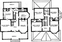 An illustration from Lumberman's house plan book : being a collection of one hundred absolutely new and attractive plans never before published, together with a selection of one hundred of our most popular houses published heretofore ... : 200 house plans (1907)