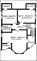An illustration from Lumberman's house plan book : being a collection of one hundred absolutely new and attractive plans never before published, together with a selection of one hundred of our most popular houses published heretofore ... : 200 house plans (1907)