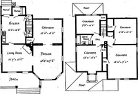 An illustration from Lumberman's house plan book : being a collection of one hundred absolutely new and attractive plans never before published, together with a selection of one hundred of our most popular houses published heretofore ... : 200 house plans (1907)