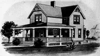 An illustration from Lumberman's house plan book : being a collection of one hundred absolutely new and attractive plans never before published, together with a selection of one hundred of our most popular houses published heretofore ... : 200 house plans (1907)