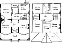 An illustration from Lumberman's house plan book : being a collection of one hundred absolutely new and attractive plans never before published, together with a selection of one hundred of our most popular houses published heretofore ... : 200 house plans (1907)