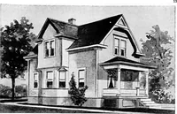 An illustration from Lumberman's house plan book : being a collection of one hundred absolutely new and attractive plans never before published, together with a selection of one hundred of our most popular houses published heretofore ... : 200 house plans (1907)