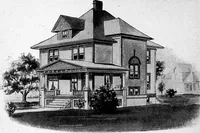 An illustration from Lumberman's house plan book : being a collection of one hundred absolutely new and attractive plans never before published, together with a selection of one hundred of our most popular houses published heretofore ... : 200 house plans (1907)