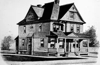 An illustration from Lumberman's house plan book : being a collection of one hundred absolutely new and attractive plans never before published, together with a selection of one hundred of our most popular houses published heretofore ... : 200 house plans (1907)