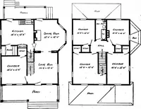 An illustration from Lumberman's house plan book : being a collection of one hundred absolutely new and attractive plans never before published, together with a selection of one hundred of our most popular houses published heretofore ... : 200 house plans (1907)