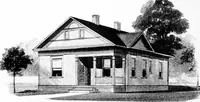 An illustration from Lumberman's house plan book : being a collection of one hundred absolutely new and attractive plans never before published, together with a selection of one hundred of our most popular houses published heretofore ... : 200 house plans (1907)