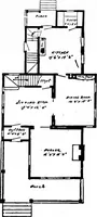 An illustration from Lumberman's house plan book : being a collection of one hundred absolutely new and attractive plans never before published, together with a selection of one hundred of our most popular houses published heretofore ... : 200 house plans (1907)