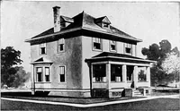An illustration from Lumberman's house plan book : being a collection of one hundred absolutely new and attractive plans never before published, together with a selection of one hundred of our most popular houses published heretofore ... : 200 house plans (1907)