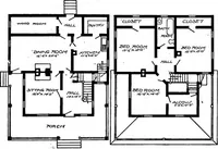 An illustration from Lumberman's house plan book : being a collection of one hundred absolutely new and attractive plans never before published, together with a selection of one hundred of our most popular houses published heretofore ... : 200 house plans (1907)