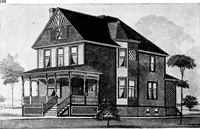 An illustration from Lumberman's house plan book : being a collection of one hundred absolutely new and attractive plans never before published, together with a selection of one hundred of our most popular houses published heretofore ... : 200 house plans (1907)