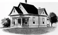 An illustration from Lumberman's house plan book : being a collection of one hundred absolutely new and attractive plans never before published, together with a selection of one hundred of our most popular houses published heretofore ... : 200 house plans (1907)