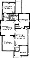 An illustration from Lumberman's house plan book : being a collection of one hundred absolutely new and attractive plans never before published, together with a selection of one hundred of our most popular houses published heretofore ... : 200 house plans (1907)