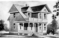 An illustration from Lumberman's house plan book : being a collection of one hundred absolutely new and attractive plans never before published, together with a selection of one hundred of our most popular houses published heretofore ... : 200 house plans (1907)