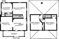 An illustration from Lumberman's house plan book : being a collection of one hundred absolutely new and attractive plans never before published, together with a selection of one hundred of our most popular houses published heretofore ... : 200 house plans (1907)