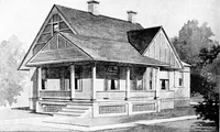 An illustration from Lumberman's house plan book : being a collection of one hundred absolutely new and attractive plans never before published, together with a selection of one hundred of our most popular houses published heretofore ... : 200 house plans (1907)