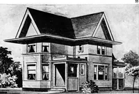 An illustration from Lumberman's house plan book : being a collection of one hundred absolutely new and attractive plans never before published, together with a selection of one hundred of our most popular houses published heretofore ... : 200 house plans (1907)