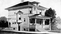 An illustration from Lumberman's house plan book : being a collection of one hundred absolutely new and attractive plans never before published, together with a selection of one hundred of our most popular houses published heretofore ... : 200 house plans (1907)