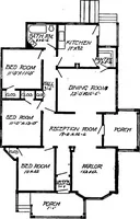 An illustration from Lumberman's house plan book : being a collection of one hundred absolutely new and attractive plans never before published, together with a selection of one hundred of our most popular houses published heretofore ... : 200 house plans (1907)