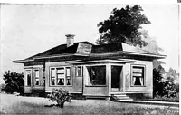 An illustration from Lumberman's house plan book : being a collection of one hundred absolutely new and attractive plans never before published, together with a selection of one hundred of our most popular houses published heretofore ... : 200 house plans (1907)