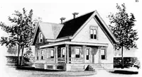 An illustration from Lumberman's house plan book : being a collection of one hundred absolutely new and attractive plans never before published, together with a selection of one hundred of our most popular houses published heretofore ... : 200 house plans (1907)