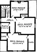 An illustration from Lumberman's house plan book : being a collection of one hundred absolutely new and attractive plans never before published, together with a selection of one hundred of our most popular houses published heretofore ... : 200 house plans (1907)
