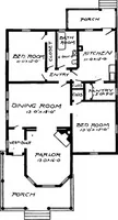 An illustration from Lumberman's house plan book : being a collection of one hundred absolutely new and attractive plans never before published, together with a selection of one hundred of our most popular houses published heretofore ... : 200 house plans (1907)