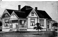 An illustration from Lumberman's house plan book : being a collection of one hundred absolutely new and attractive plans never before published, together with a selection of one hundred of our most popular houses published heretofore ... : 200 house plans (1907)