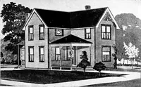 An illustration from Lumberman's house plan book : being a collection of one hundred absolutely new and attractive plans never before published, together with a selection of one hundred of our most popular houses published heretofore ... : 200 house plans (1907)