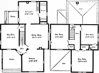 An illustration from Lumberman's house plan book : being a collection of one hundred absolutely new and attractive plans never before published, together with a selection of one hundred of our most popular houses published heretofore ... : 200 house plans (1907)