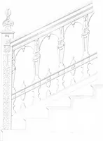 An illustration from Specimens of staircases and handrails of the age of Queen Elizabeth (1860)