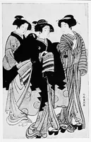 An illustration from Illustrated catalogue of an exceptionally important collection of rare and valuable Japanese color prints together with a few paintings of the Ukiyoe school : the property of Arthur Davison Ficke ... to be sold at unrestricted public sale at the American Art Galleries on the afternoons and evenings heretofore stated [i.e. Feb. 10-11, 1920] (1920)