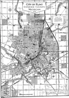 An illustration from The city plan of Flint, Michigan, including the reports of John Nolen, city planner, and Bion J. Arnold, transportation engineer, as approved by the City planning board and accepted by the Common council. George C. Kellar, mayor. Frank D. King, city clerk (1920)