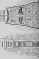 An illustration from The triple mummy case of Aroeri-Ao, an Egyptian priest, in Dr. Lee's museum at Hartwell house, Buckinghamshire (1858)