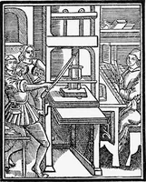 An illustration from A short history of the printing press and of the improvements in printing machinery from the time of Gutenberg up to the present day (1902)