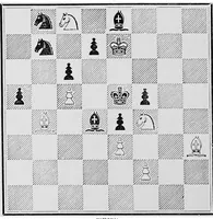 An illustration from Chess gems: Some of the finest examples of chess strategy, by ancient and modern masters (1878)