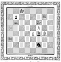 An illustration from Chess gems: Some of the finest examples of chess strategy, by ancient and modern masters (1878)