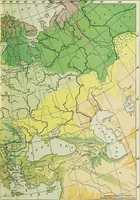An illustration from Hammond's business atlas of economic geography: a new series of maps showing: relief of the land, temperature, rainfall, natural vegetation, productive and non-productive regions, mineral products, agricultural products, distribution of population, etc., etc (1921)