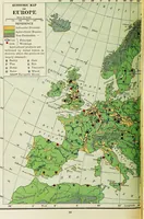 An illustration from Hammond's business atlas of economic geography: a new series of maps showing: relief of the land, temperature, rainfall, natural vegetation, productive and non-productive regions, mineral products, agricultural products, distribution of population, etc., etc (1921)