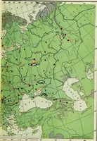 An illustration from Hammond's business atlas of economic geography: a new series of maps showing: relief of the land, temperature, rainfall, natural vegetation, productive and non-productive regions, mineral products, agricultural products, distribution of population, etc., etc (1921)