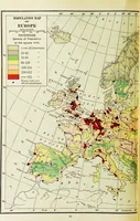 An illustration from Hammond's business atlas of economic geography: a new series of maps showing: relief of the land, temperature, rainfall, natural vegetation, productive and non-productive regions, mineral products, agricultural products, distribution of population, etc., etc (1921)