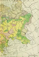 An illustration from Hammond's business atlas of economic geography: a new series of maps showing: relief of the land, temperature, rainfall, natural vegetation, productive and non-productive regions, mineral products, agricultural products, distribution of population, etc., etc (1921)