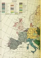 An illustration from Hammond's business atlas of economic geography: a new series of maps showing: relief of the land, temperature, rainfall, natural vegetation, productive and non-productive regions, mineral products, agricultural products, distribution of population, etc., etc (1921)