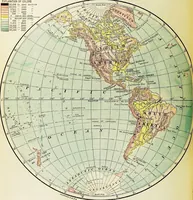 An illustration from Hammond's business atlas of economic geography: a new series of maps showing: relief of the land, temperature, rainfall, natural vegetation, productive and non-productive regions, mineral products, agricultural products, distribution of population, etc., etc (1921)