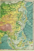 An illustration from Hammond's business atlas of economic geography: a new series of maps showing: relief of the land, temperature, rainfall, natural vegetation, productive and non-productive regions, mineral products, agricultural products, distribution of population, etc., etc (1921)