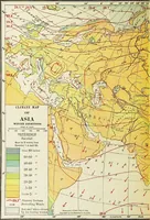 An illustration from Hammond's business atlas of economic geography: a new series of maps showing: relief of the land, temperature, rainfall, natural vegetation, productive and non-productive regions, mineral products, agricultural products, distribution of population, etc., etc (1921)
